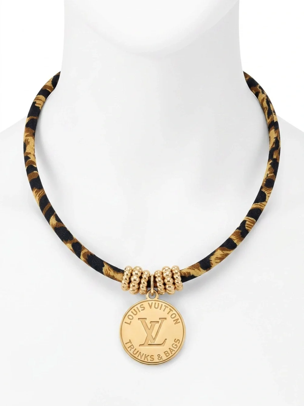 Brown and Gold Cord Choker with Gold Medallion